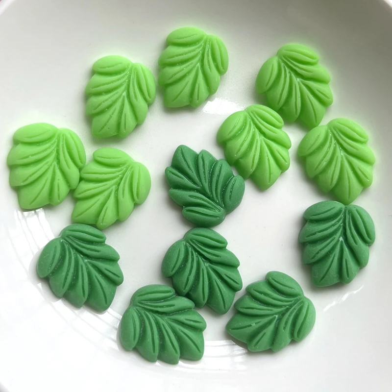 20pcs Kawaii Cute Mix Mini Leaf Flat Back Resin Dome Grass Clipbook DIY Jewelry Craft Decoration Accessories