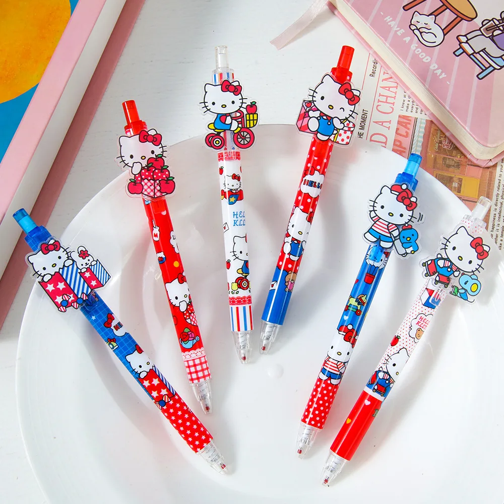 Sanrio 48 Stück/Set Gelstift Neue Cartoon-Katze Runde Perlen zum Schreiben 0,5 mm Schwarz Schreibwaren Unterschrift Schreibwaren in Box – Detail 3