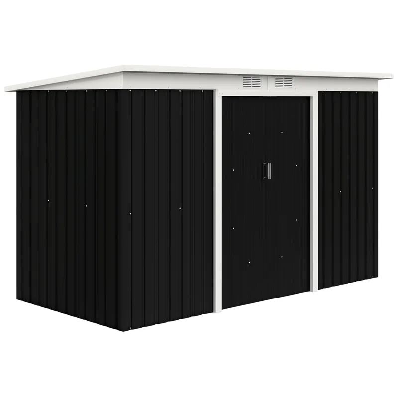 Caseta de jardín de acero galvanizado XXL de 3,6 m² con kit de base de 280 x 130 x 172 cm, caseta de jardín tipo cabanon para almacenamiento