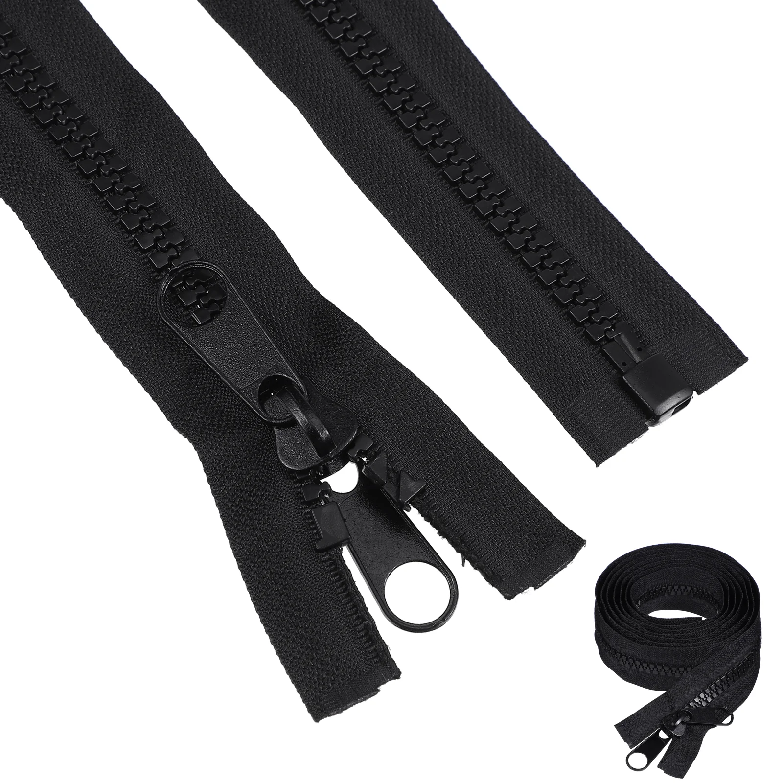 200CM Black Lengthen Resin Zipper Separable Double Sided Durable Zipper with Retaining End for Sleeping Bag Heavy Duty