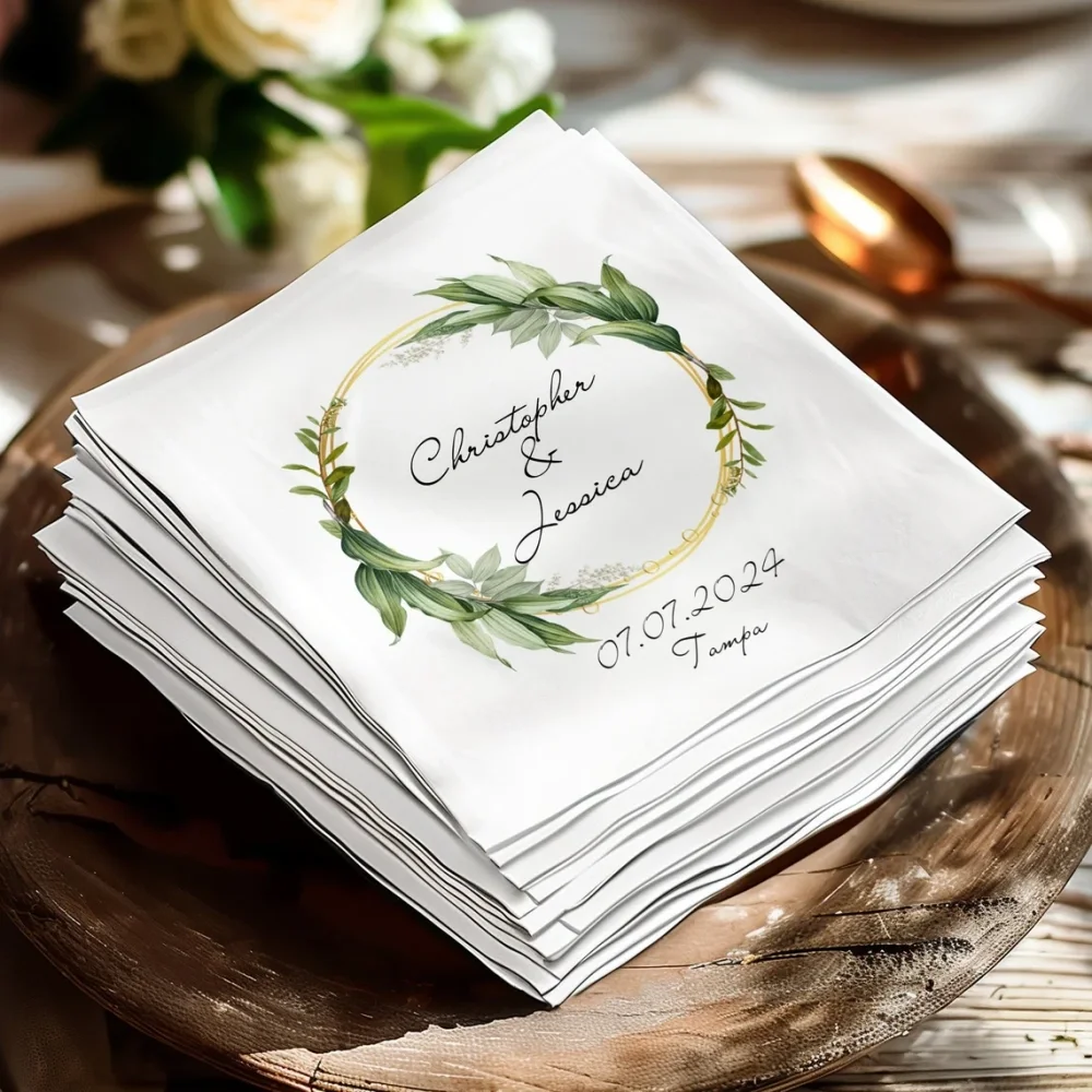 Custom Wedding Napkins,Personalized Napkins,Custom Gifts for Rehearsal,Elegant Design,Wedding Keepsake,3PLY Beverage & Luncheon