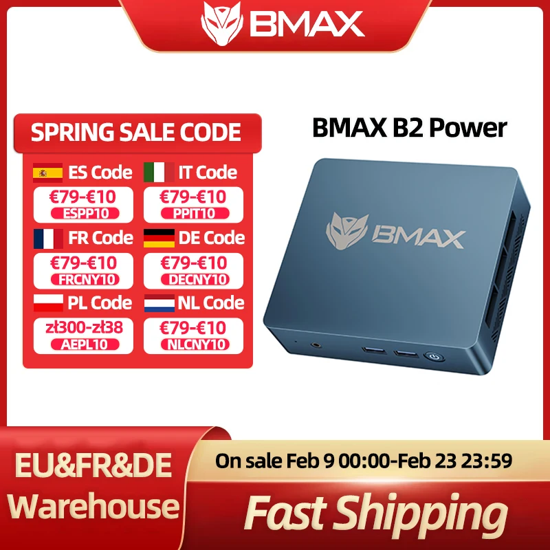 BMAX B2 Power Nowy Mini PC Windows 11 PC HDMI Intel 5205U 8 GB RAM 256 GB SSD Intel UHD Graphics WiFi Bluetooth USB