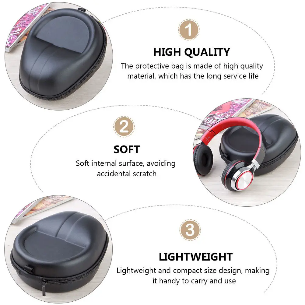 

1 шт. сумка для переноски наушников, защитный чехол для хранения, мягкая внутренняя подкладка, устойчивая к царапинам, легкая, надежная, держатель для наушников