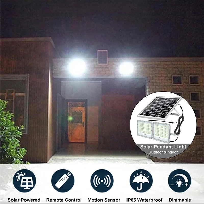 100/200/400/600W Solar LED Light Outdoor Garden Solar Energy Reflector 2Head Wall Lamp Outdoor Spotlights Smart Lamp Flood Light