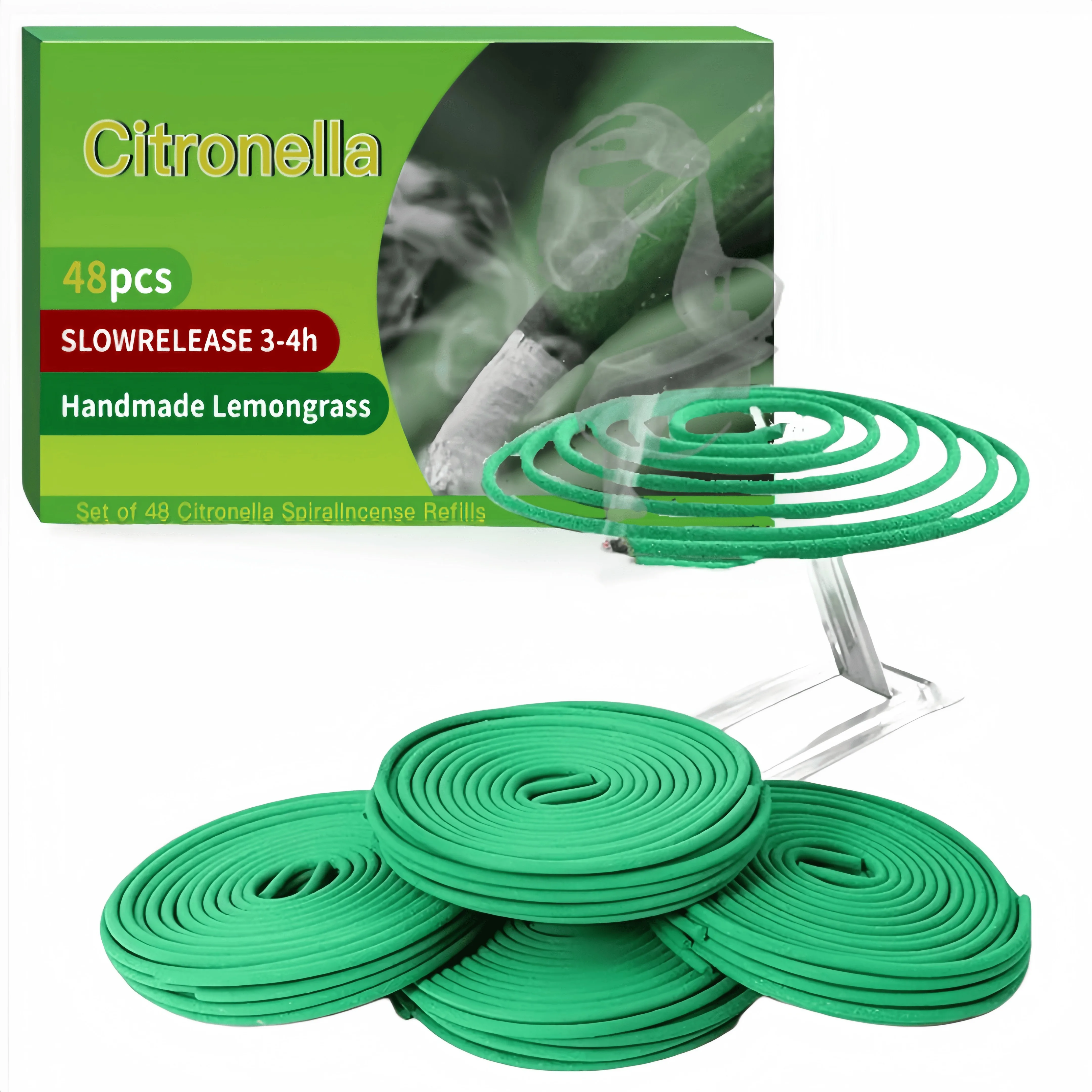 48 شموع معطرة مع حامل - عطر عشبة الليمون الطبيعي للأماكن الخارجية، جانب حمام السباحة، الفناء، الشرفة، سطح السفينة، التخييم والمشي لمسافات طويلة