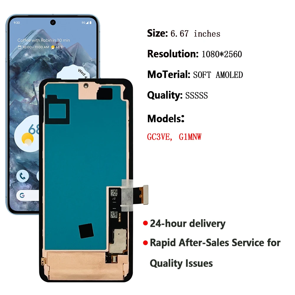 AMOLED For Google Pixel 8 Pro GC3VE G1MNW LCD Display Touch Screen Replacement Part