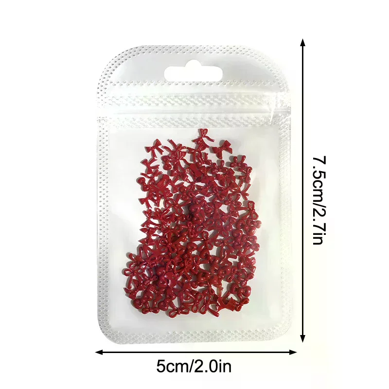 100PCS 3D Nail Art Red Bow Charms Supplies Kawaii Accessories Resin For Nails Decorastion Product Manicure Decor Materials Tool
