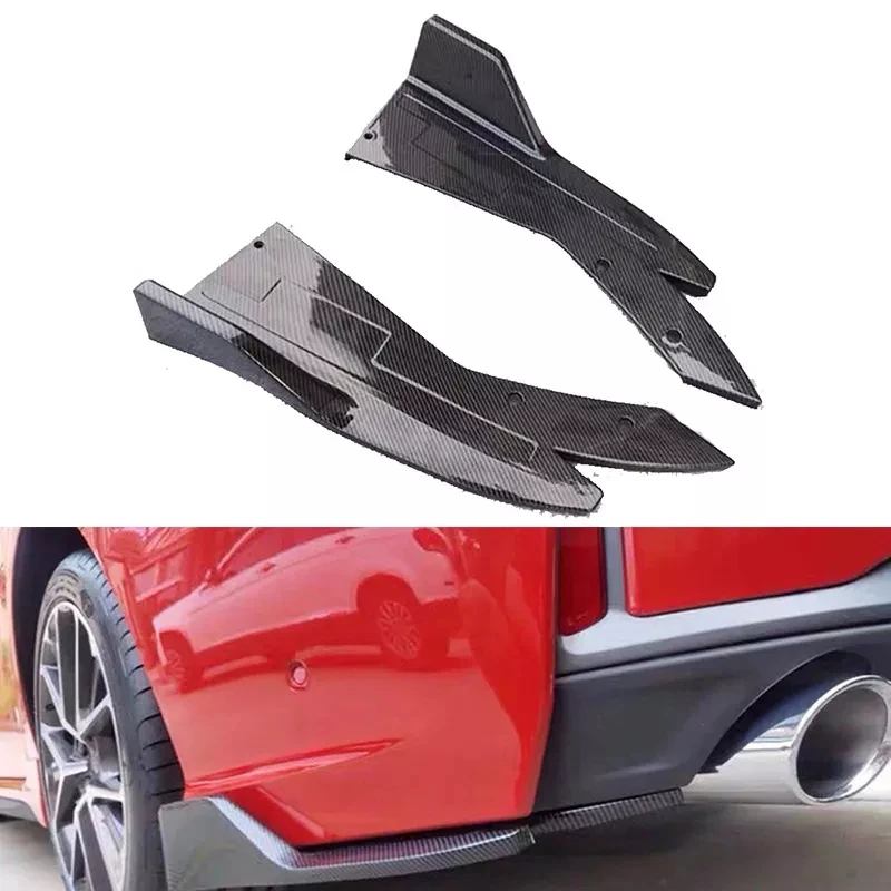 2pcs Carbon Bright BK Car Bumper Spoiler Rear Lip Angle Splitter Diffuser Winglet Anti-crash modified Car Body Side Skirt