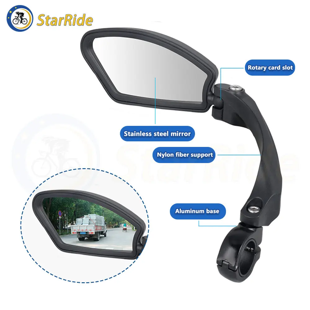 Universal Rearview Mirror for KUGOO M4 Pro for Xiao M365 1S Ro Mi Pro2 Ninebot E-Scooter Stainless Steel Lens Clear 360 Rotate