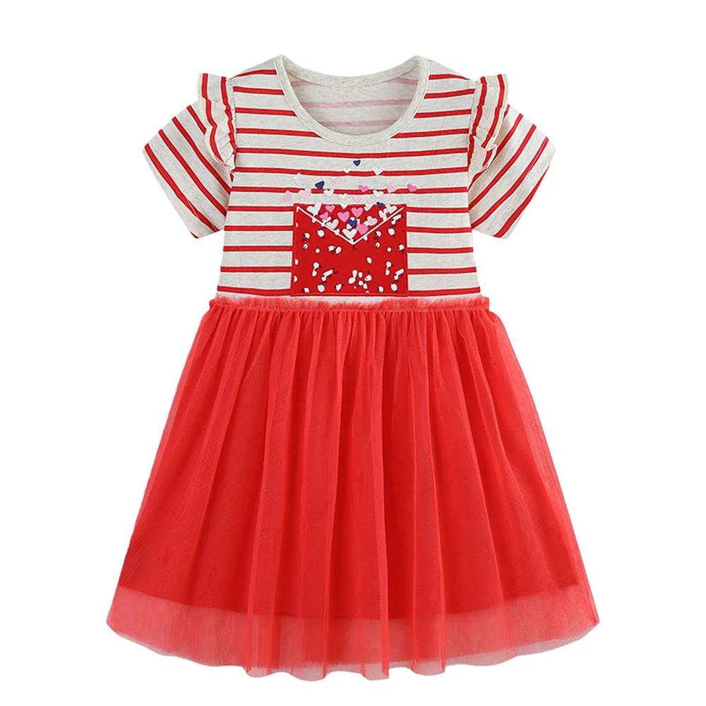 

Princess Girls Embroidered Summer Dress 2-7T Short Sleeve Kids Vestidos Birthday Party Baby Clothing Wedding Dress