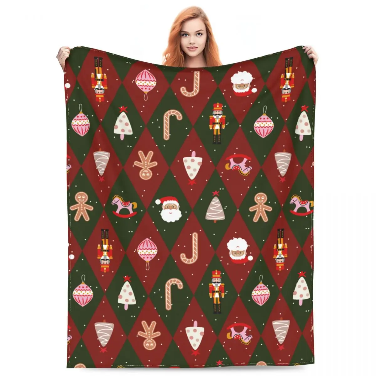 

Comfortable Merry Christmas Santa Nutcrackers Blanket Home Decorative Xmas Ginger Toys Throw Blanket Ultra-Soft Fleece for Car