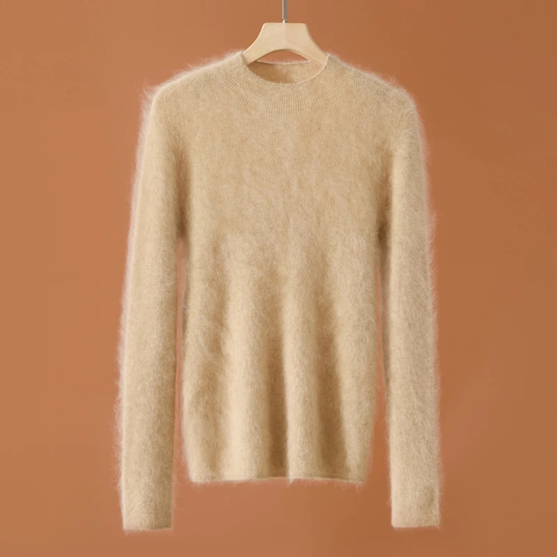 

Women's Slimming Mock-neck Long Sleeve Pullovers 100% Cashmere Sweater Spring Autumn Winter Cashmere Knitwear Shirt Female Tops
