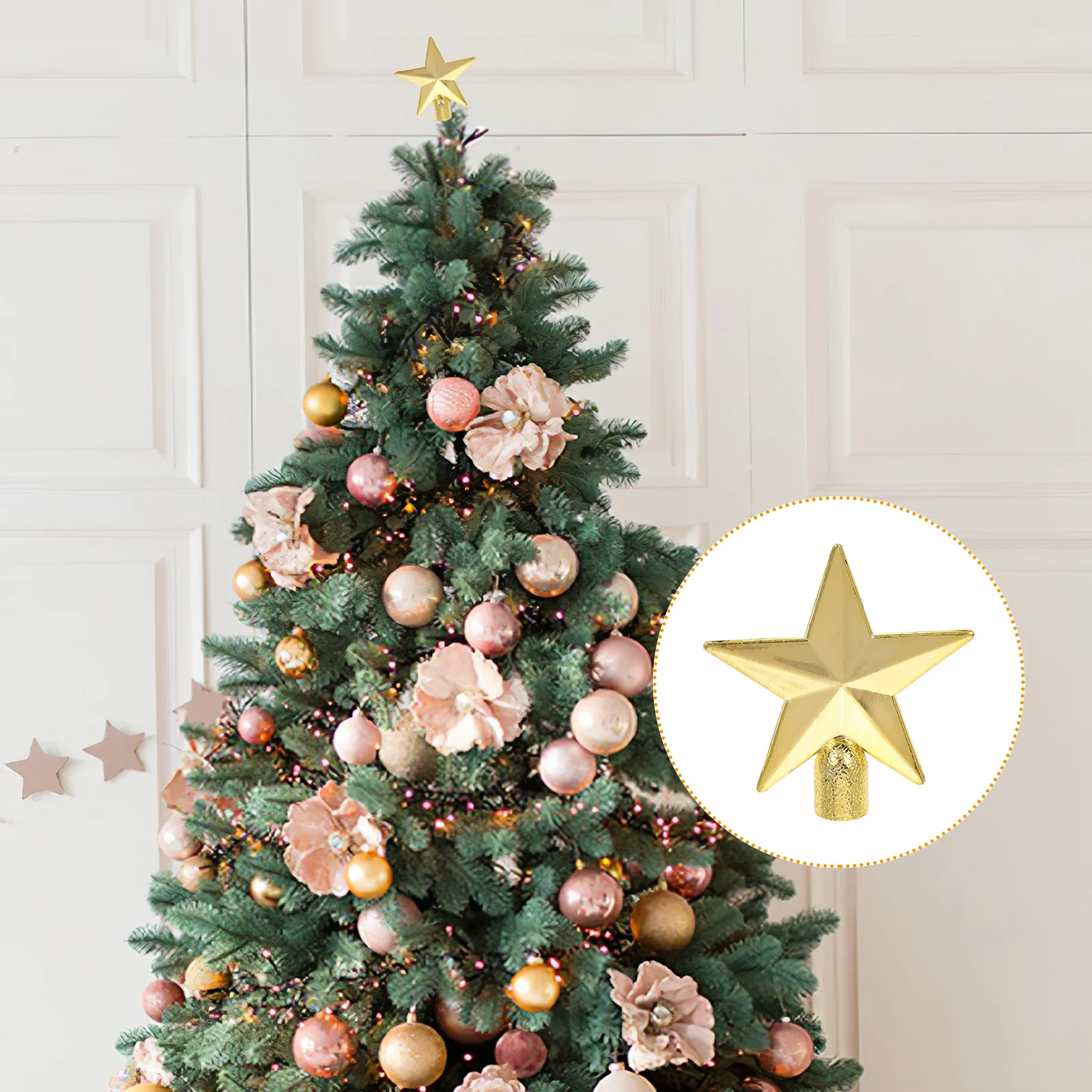 

20Pcs Christmas Tree Star Topper Hollow Metal Glitter Gold Five Pointed Star Xmas Tree Ornament Christmas Decoration Vintage