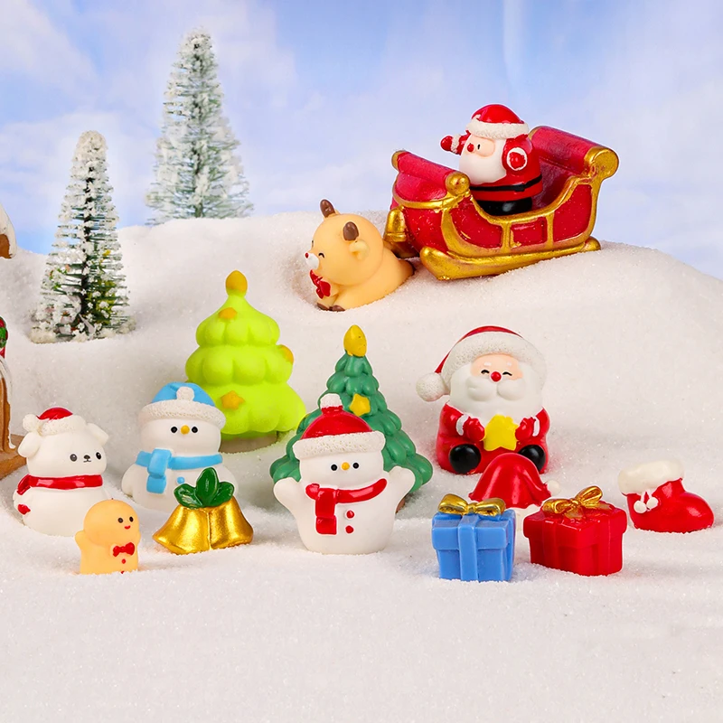 Moda criativa natal boneco de neve santa miniaturas figuras bonito dos desenhos animados micro ornamentos diy decoração para casa acessórios presentes