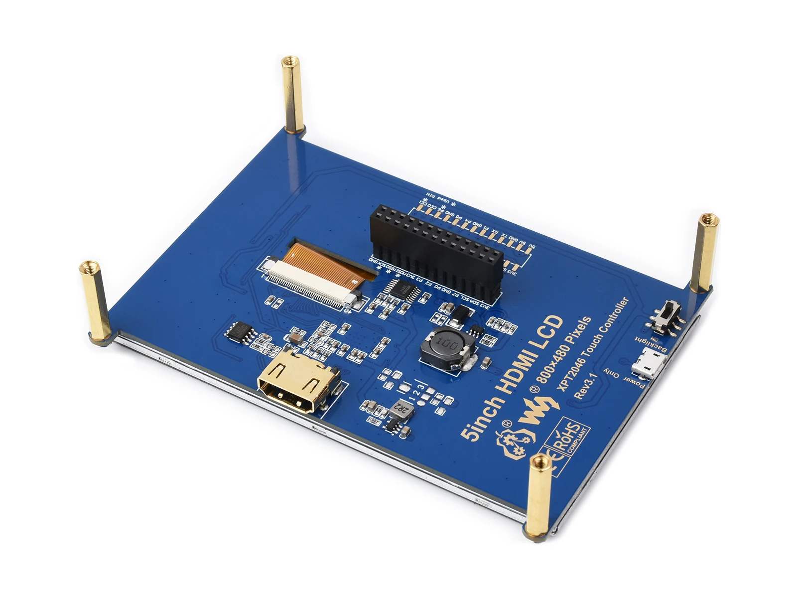 5inch Resistive Touch Screen LCD, 800×480, HDMI, Low Power Consumption,Supports Raspberry Pi