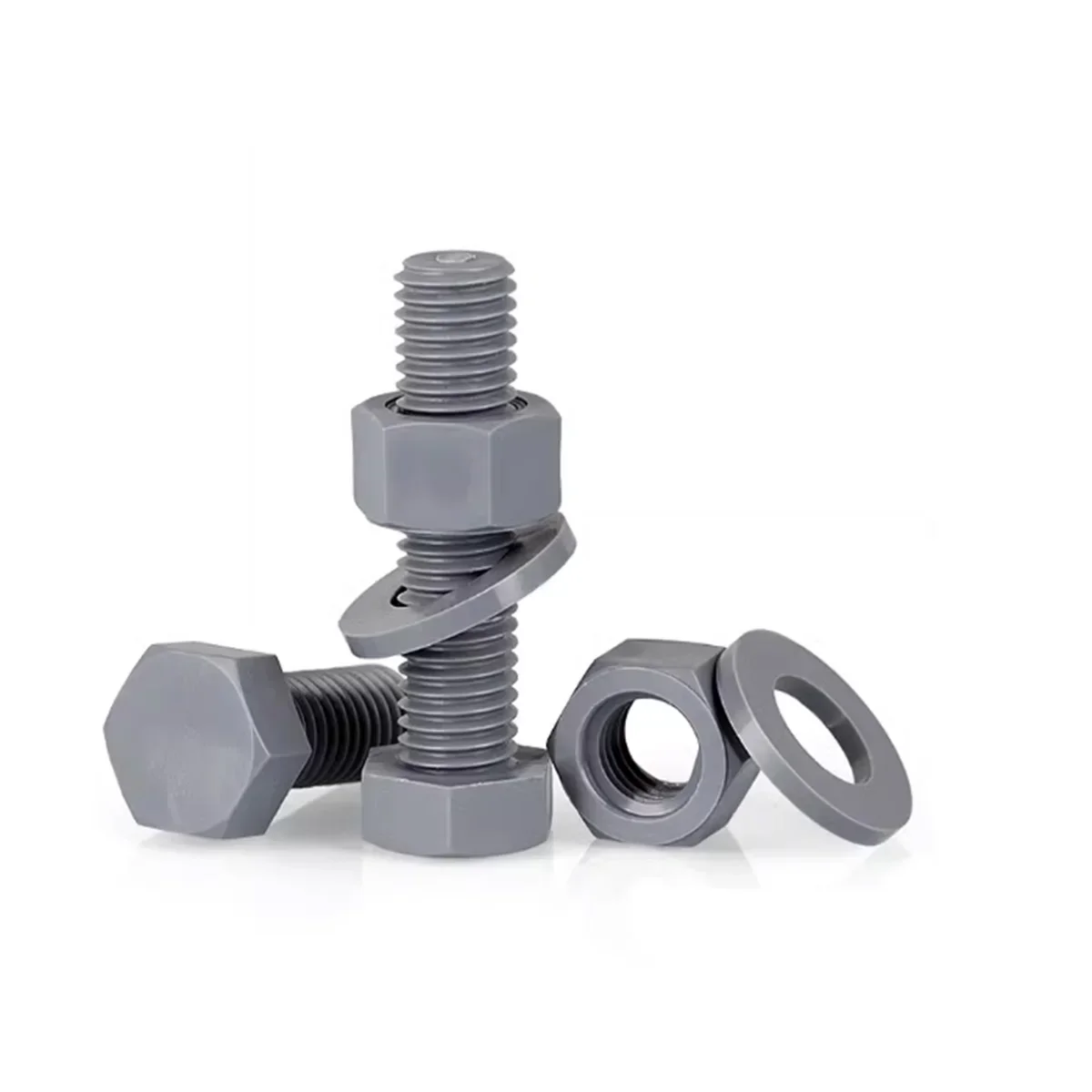 M8M10M12 PVC Acid And Alkali Resistant Corrosion-Resistant Outer Hexagon Bolt Nut Flat Washer Combination Set