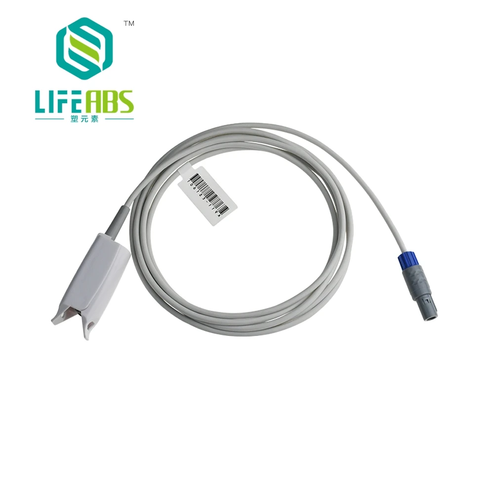 

Adult Finger Clip Ear Clip Silicone Long Cable Reusable Oxygen Sensor Spo2 Sensor for GMI G3C digital 6pin singlePatient Monitor