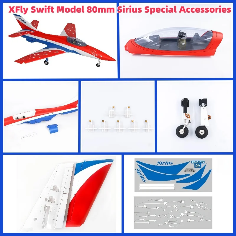 Xfly Swift modèle 80mm Sirius accessoires spéciaux Fuselage queue plate Cockpit groupe avant train d'atterrissage groupe nez couverture autocollant