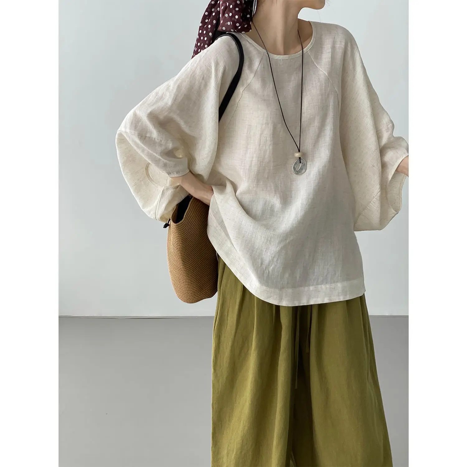 Oversized Women Casual T-shirts New Arrival 2026 Summer Simple Style O-neck Plain Color Loose Female Cotton Linen Tops Tees