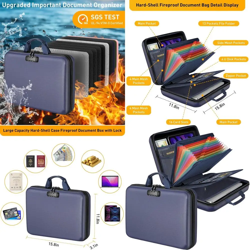 

13-Pocket Hard Shell File Organizer with Accordion Style