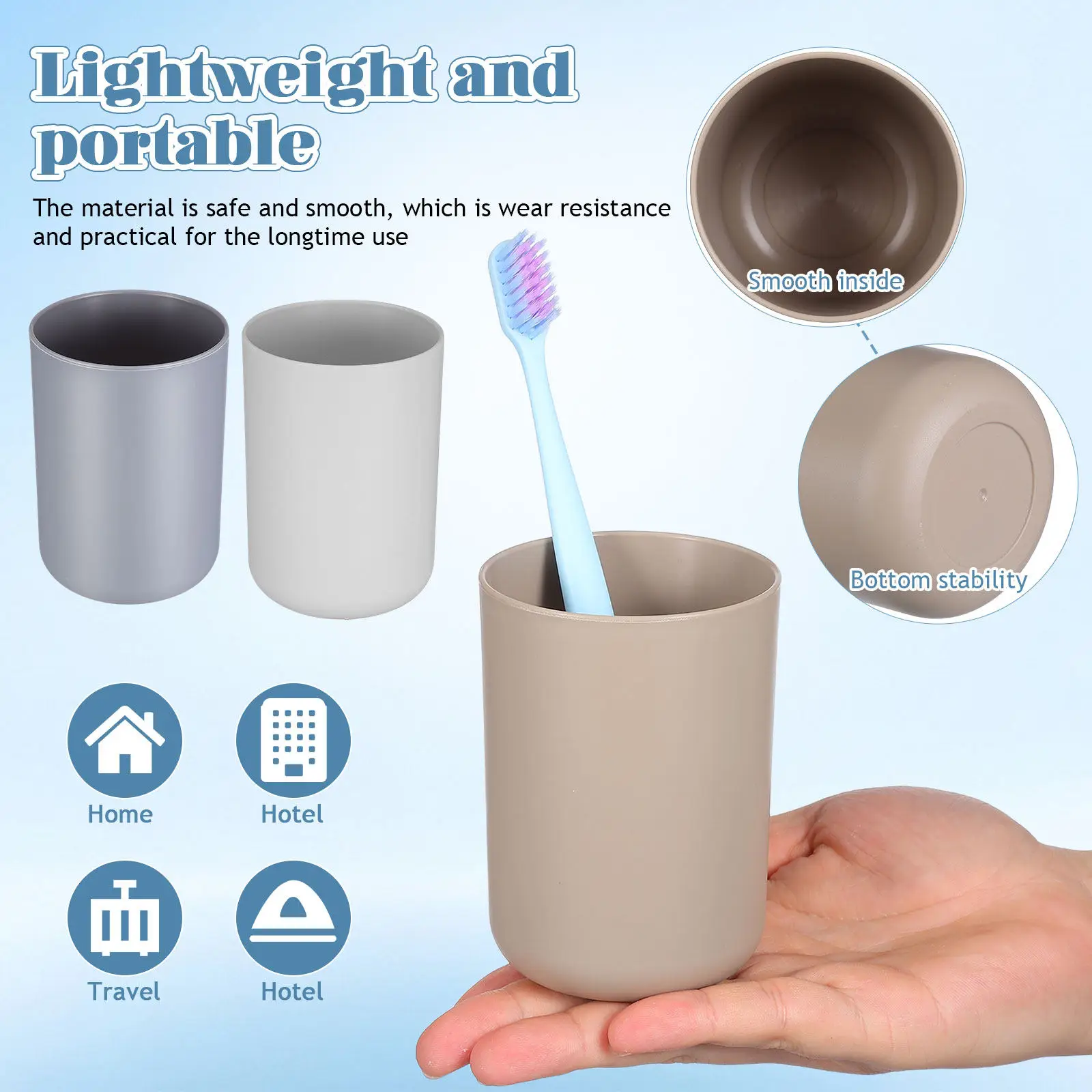 3Pcs Unbreakable Toothbrush Cups Smooth Wear-Resistant Bathroom Mouth Wash Cup Travel Tumbler Multi-Purpose Brushing Cup