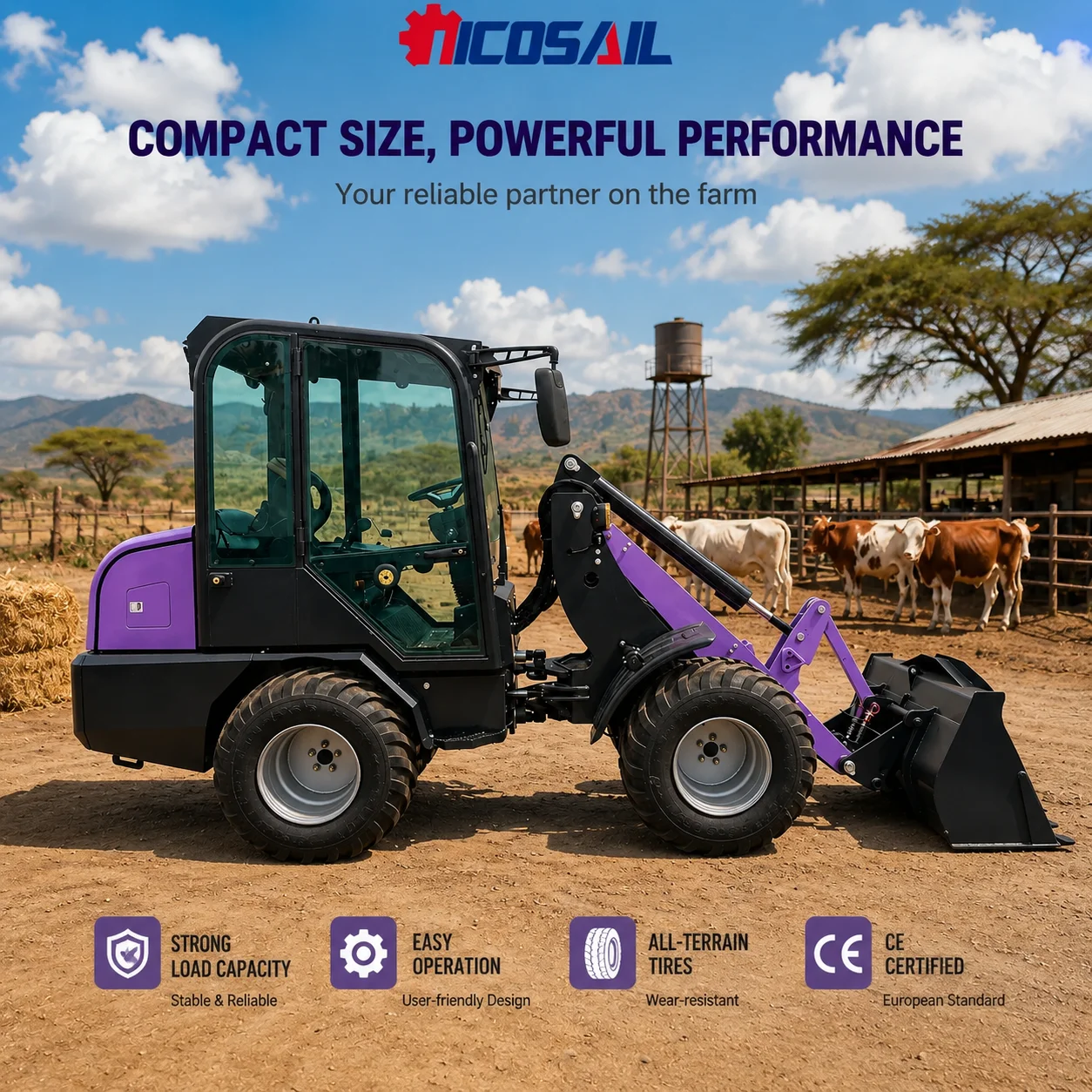 ZL910 Compact Wheel Loader Hydraulic Front End Loader 1 Ton Mini Loader for Construction Agriculture Garden
