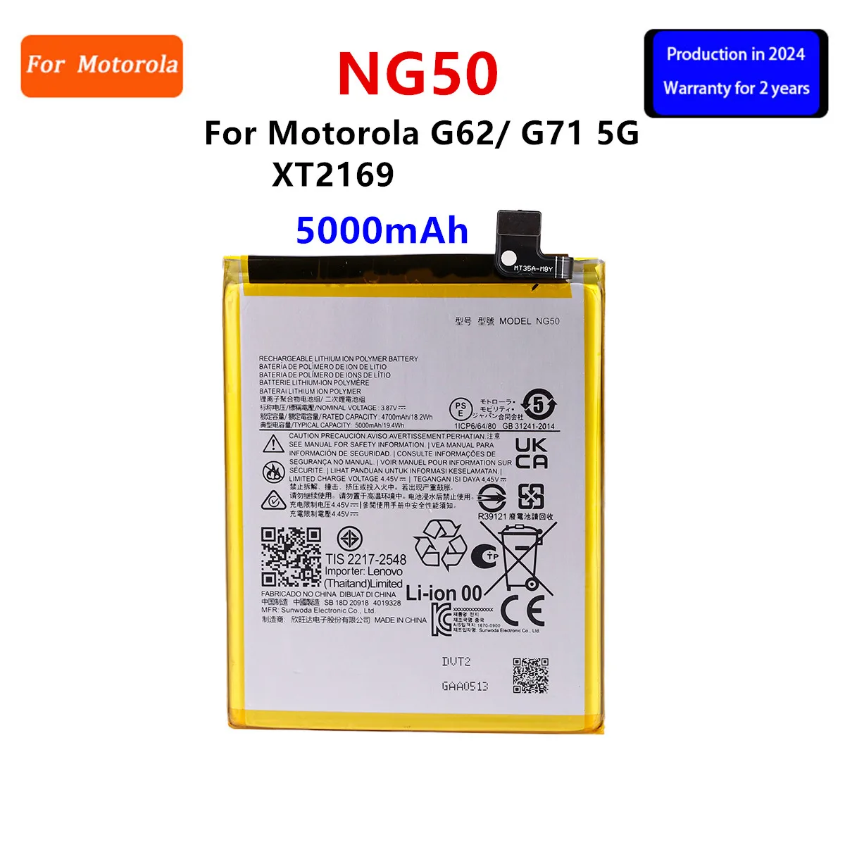 

Brand New NG50 5000mAh Battery For Motorola G62/Moto G71 5G /XT2169 phone Batteries