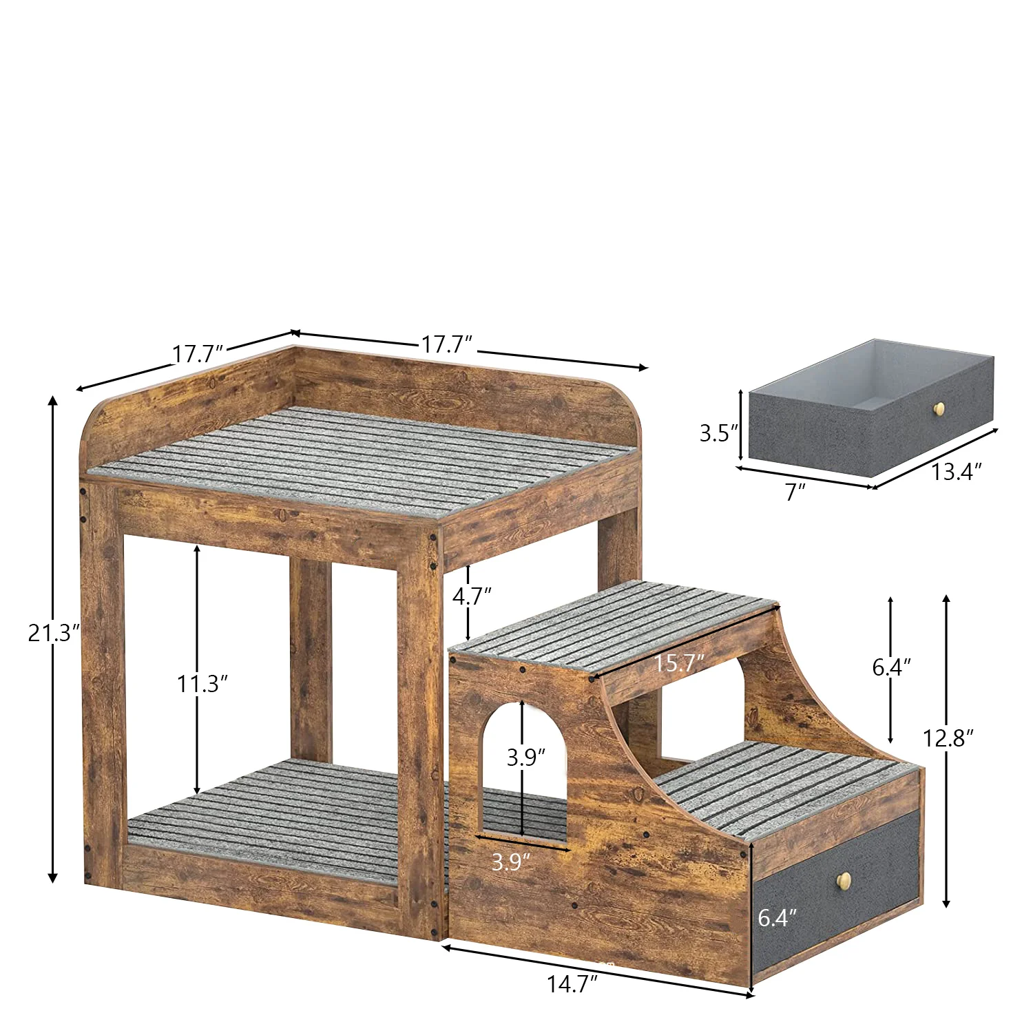 With Stairs Pet Bunk Bed Multi-level Pet Seat Platform For Pet Bed Sofa With Cushion With Drawers Suitable For Bed