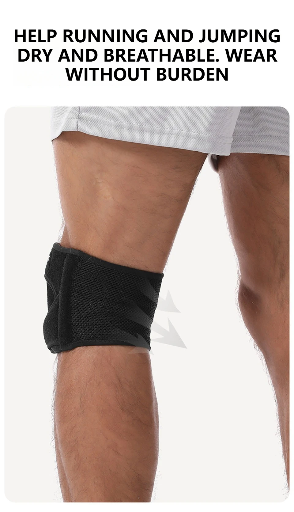 AOLIKES 1 Stück Neue Kniescheiben-Sehnenstütze für Damen & Herren, Verstellbare Kniebandage mit Gelkissen & Seitenstabilisatoren – Detail 15