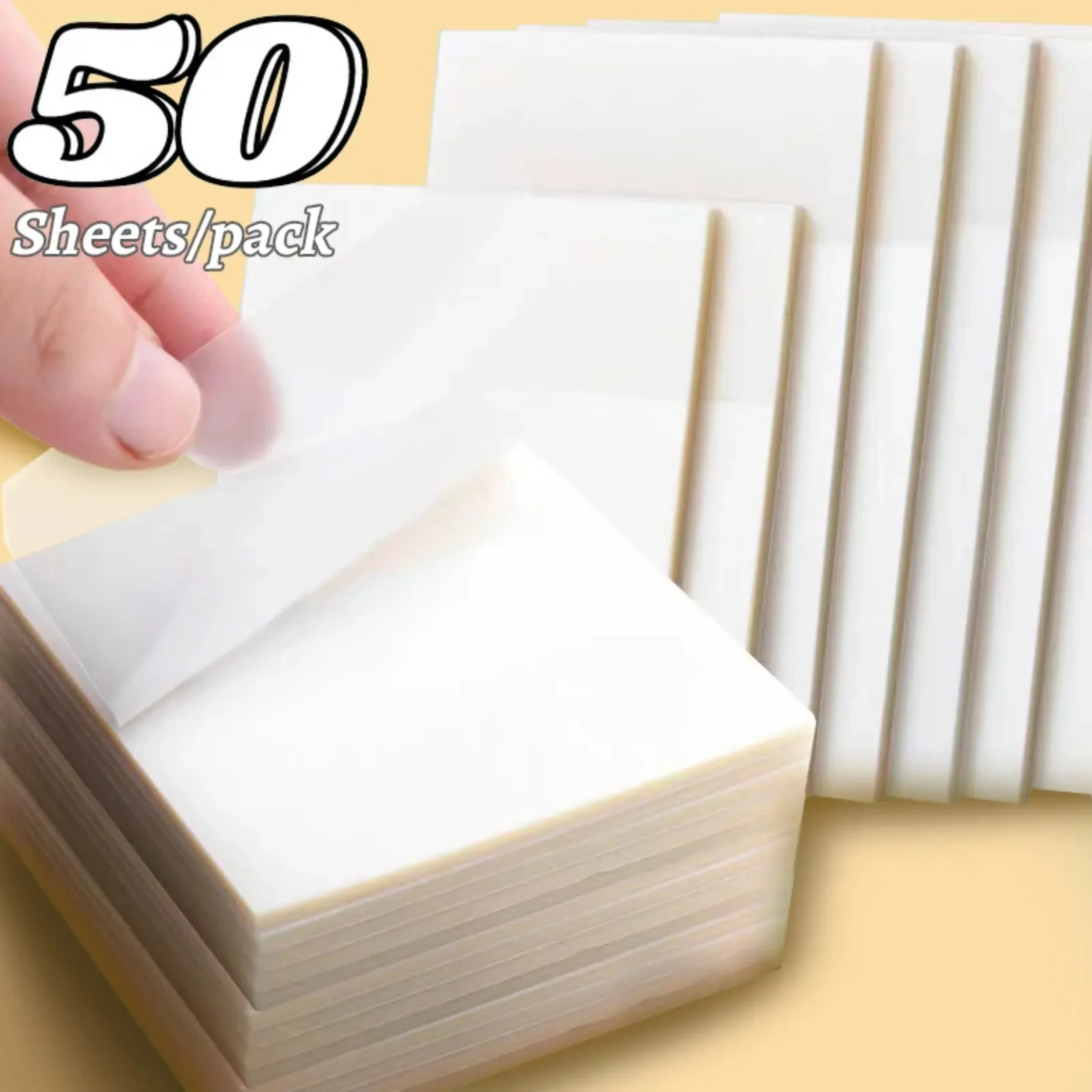 50 Sheets Transparent Sticky Notes See Through Waterproof Self-Adhesive Color Memo Pads for Book Annotation for School,Office