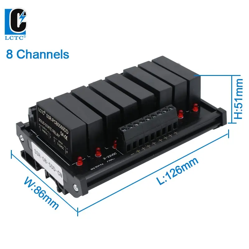 6/8 Channels 5A DIN Rail Mounted SSR Common Posivitive/Negative Solid State Relay Module 5DA 5DD