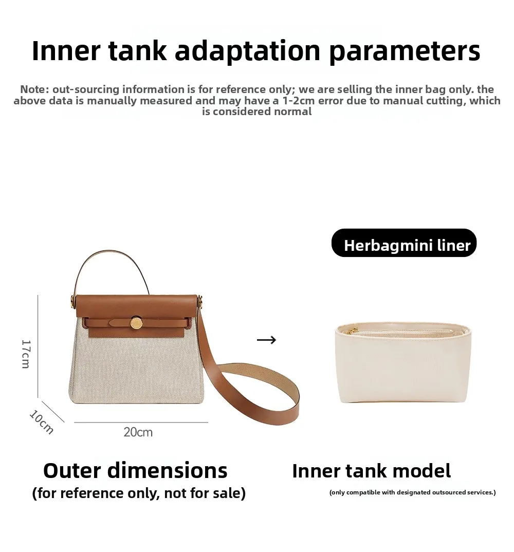 Bag Organizer Insert For Mini Herbag Inner Bag Nylon Lining Reconstruction Storage Bag Support Bag Insert Bag Accessories