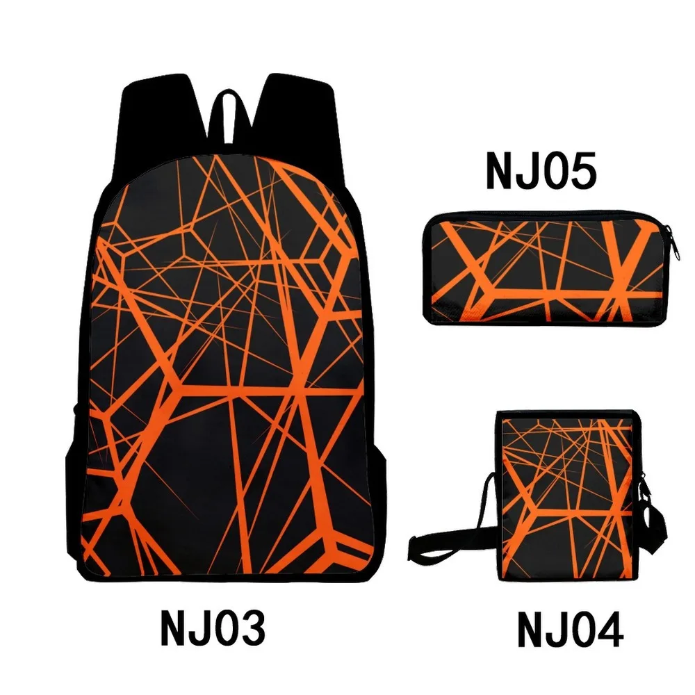 

Hip Hop Youthful Creative line patterns 3D Print 3pcs/Set Student Travel bags Laptop Daypack Backpack Shoulder Bag Pencil Case