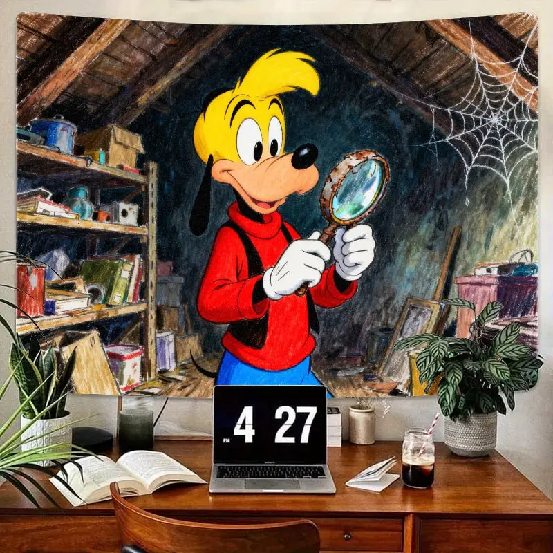 

1 шт., детективный гобелен Disney Max Goof, забавный мультяшный горищ, приключения, полиэстер, настенное искусство для спальни, гостиной, декор в общежитии, подарок