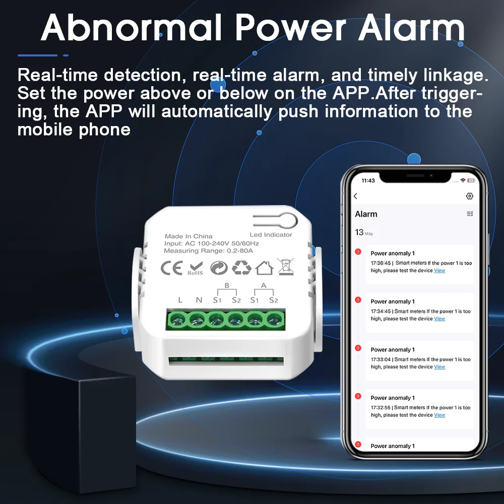 EARU Einphasiger 1-2-Kanal Tuya App WiFi Smart Bidirektionaler Strom-Spannungs-kWh-Monitor PV-Solar-Energiemessgerät mit CT-Klemme – Detail 6