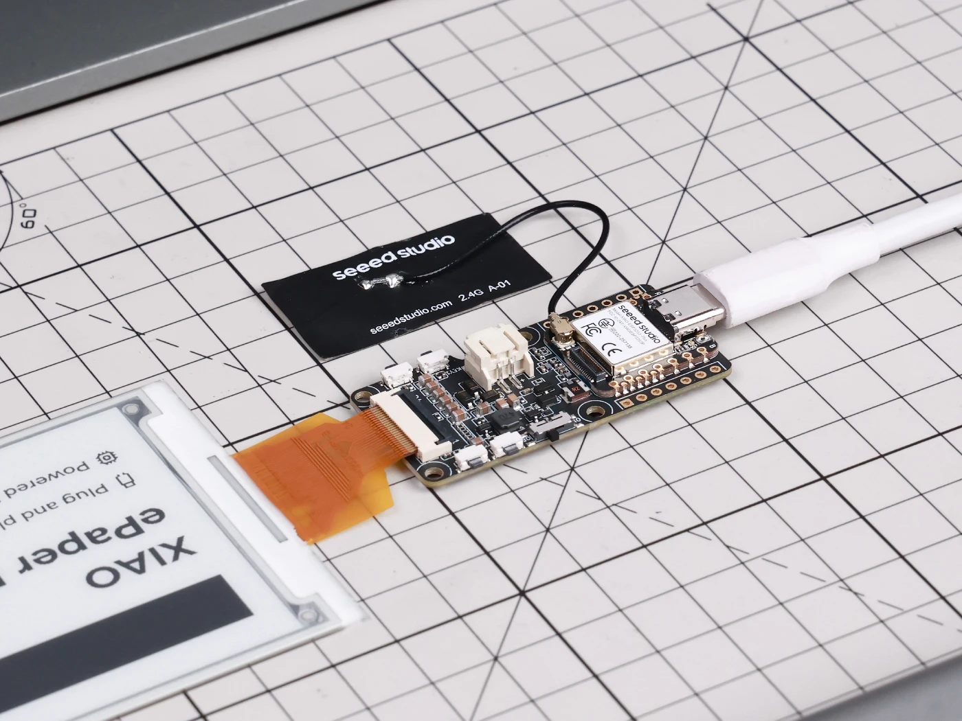 

XIAO ESP32-S3 ePaper Display Board EE05 support 24-pin low-power ePaper display,SenseCraft HMI,IO&battery connector power switch
