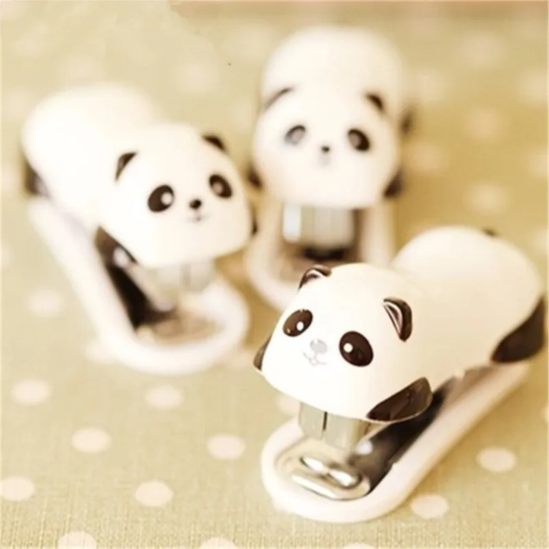 1 Set Novel Staple Manual Mini Panda Stapler Set Paper Binding Binder Stationery Office Supplies