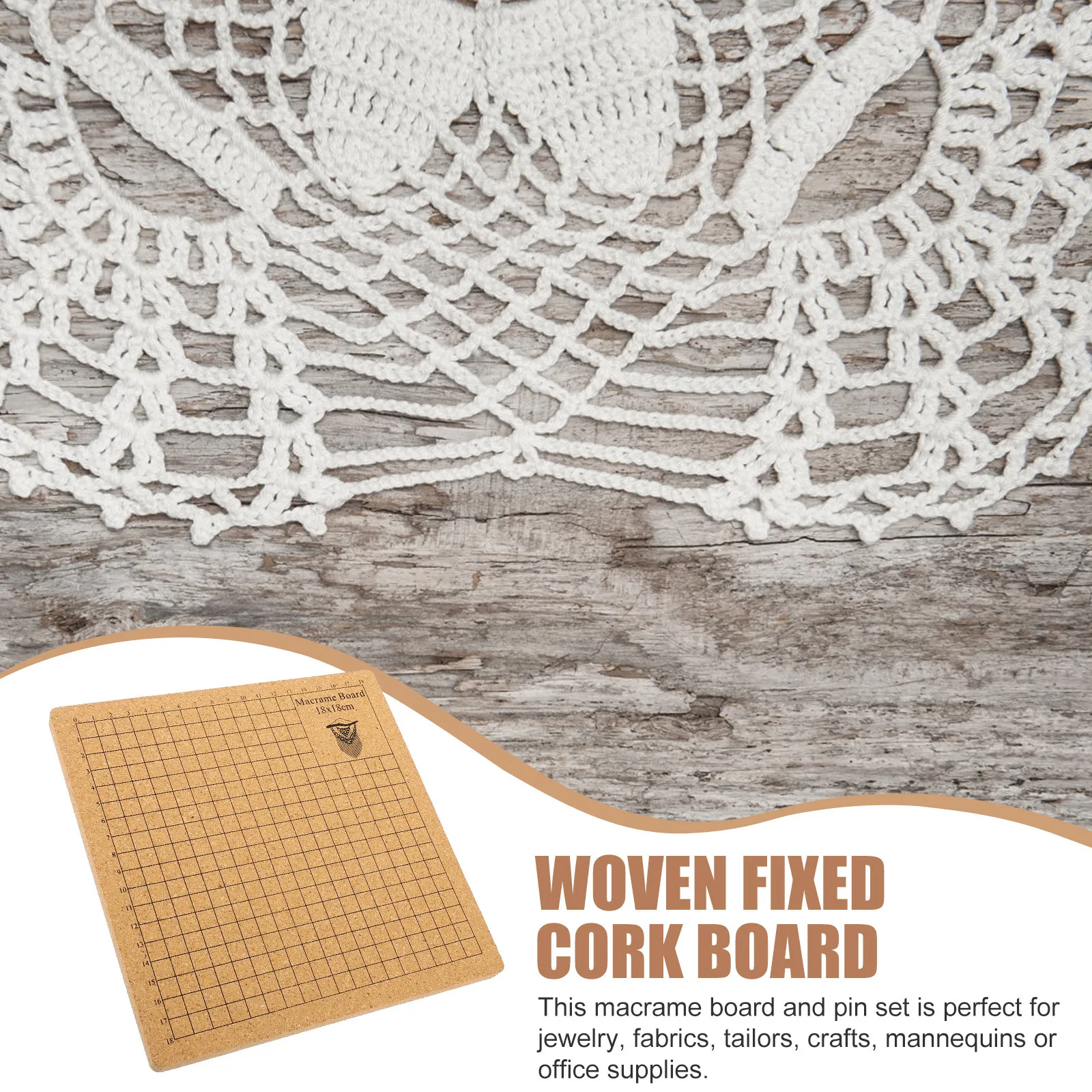 

1 set 1 Set Cork Board Diy Kit Grid Macrame Board For Knotting Crafts Jewelry Fabric Tailoring Projects T Shape Pins Included