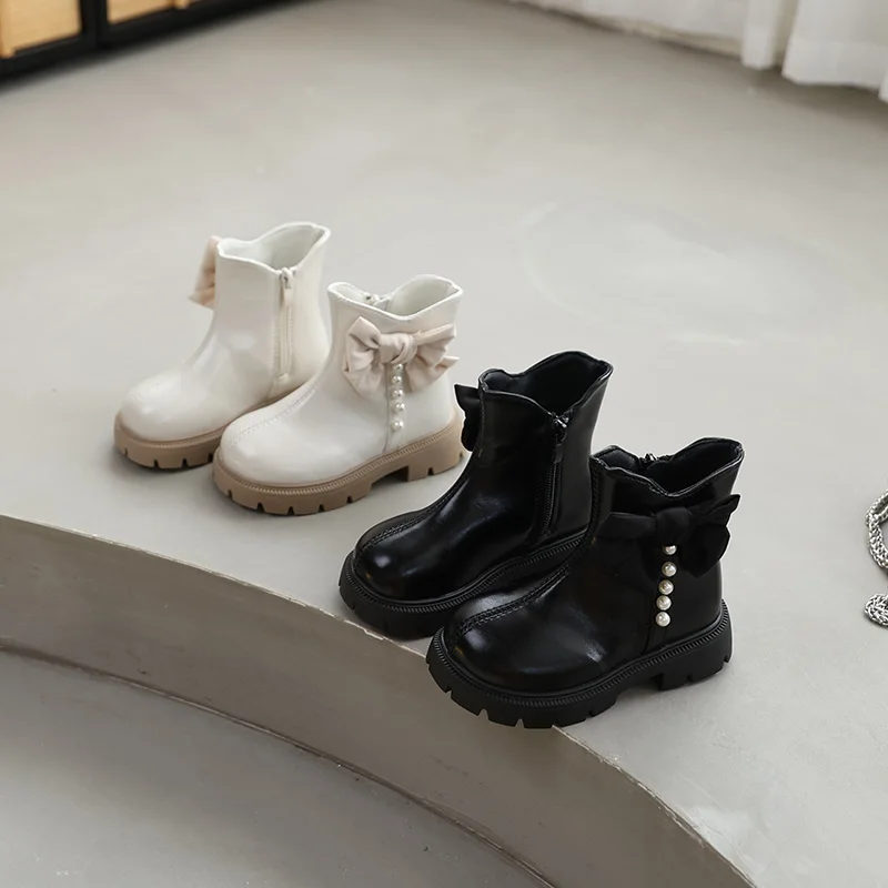 

Spring Autumn Girls Ankle Boots Classic Bowknot Princess Causal Kids Short Boots School Catwalk Fashion Children Boots Round-toe