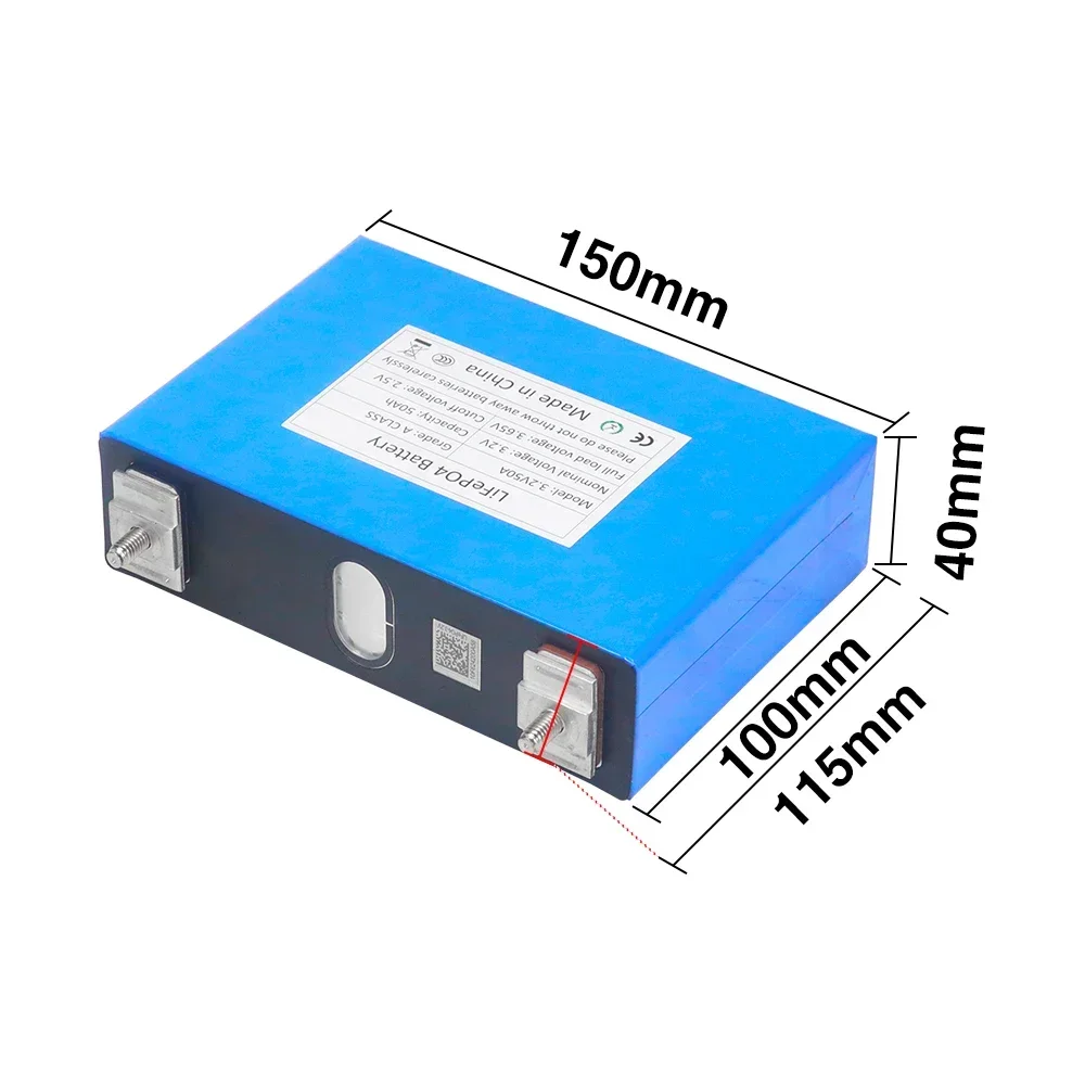 New 4pcs 3.2V 50Ah LiFePO4 Lithium Iron Phosphate Battery Can be Combined into 12V 24V 36V 48V 100Ah Rechargeable Battery Pack