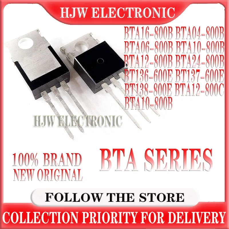 10pcs BTA16-800B TO-220 BTA16-800 800V 16A BTA04-800B BTA06-800B BTA10-800B BTA10-800C BTA12-800B BTA12-800C BTA24-800B BTA12