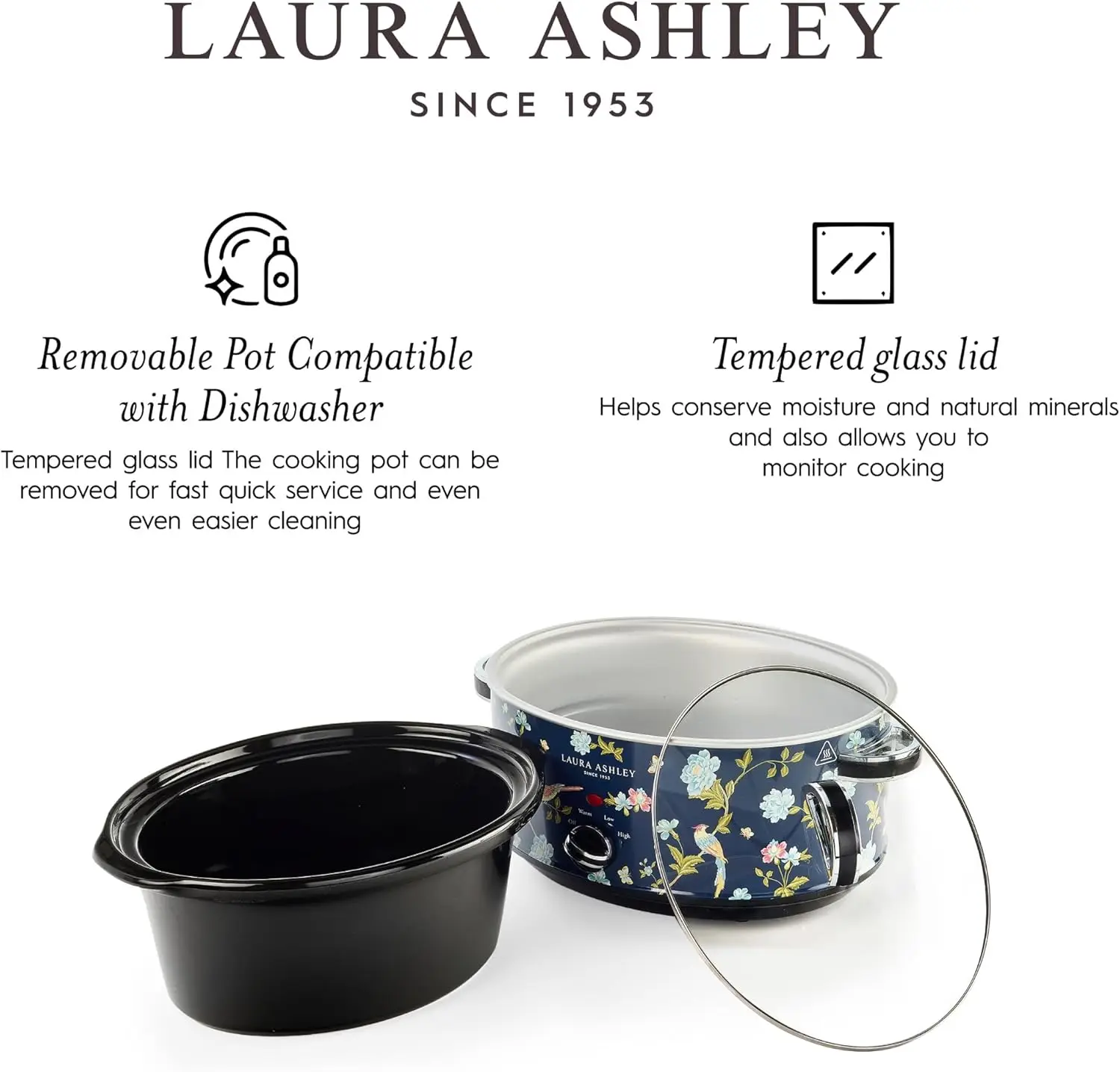 Olla de cocción lenta de 6,8 cuartos - Olla de cocción lenta grande de 6,8 cuartos de galón para personas de 8 a 10 personas - Olla de cocción lenta de bajo consumo con 3 configuraciones de calor - Plato