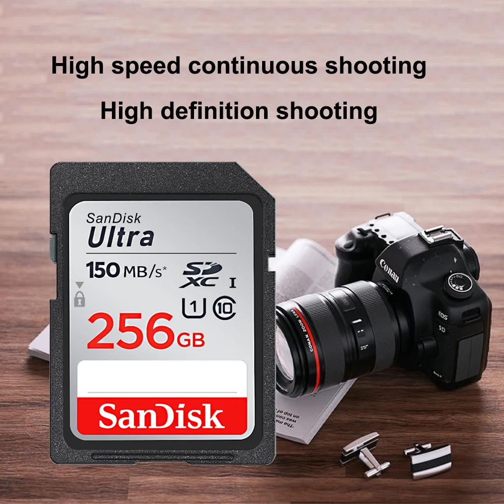 Карта памяти SanDisk Ultra SDHC/SDXC UHS-I, 32 ГБ, 64 ГБ, 128 ГБ, 256 ГБ C10 U1, SD-карта, быстрая для лучших фотографий и видео Full HD