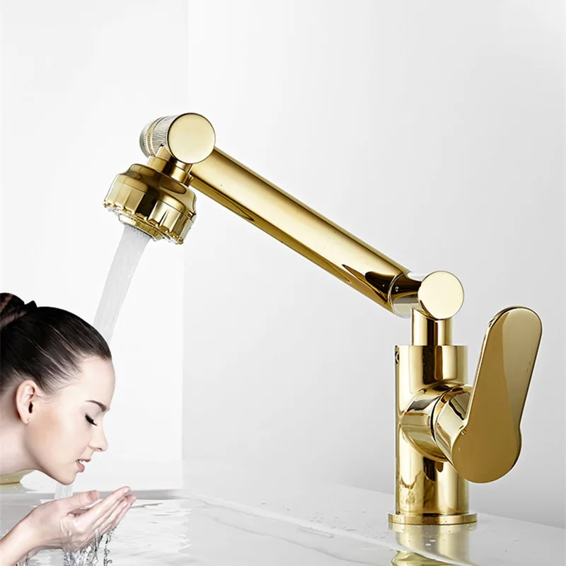 

Multifunction Bathroom Faucet Gold Sink Faucet Hot Cold Water Mixer Crane Black Deck Mounted Universal Water Taps