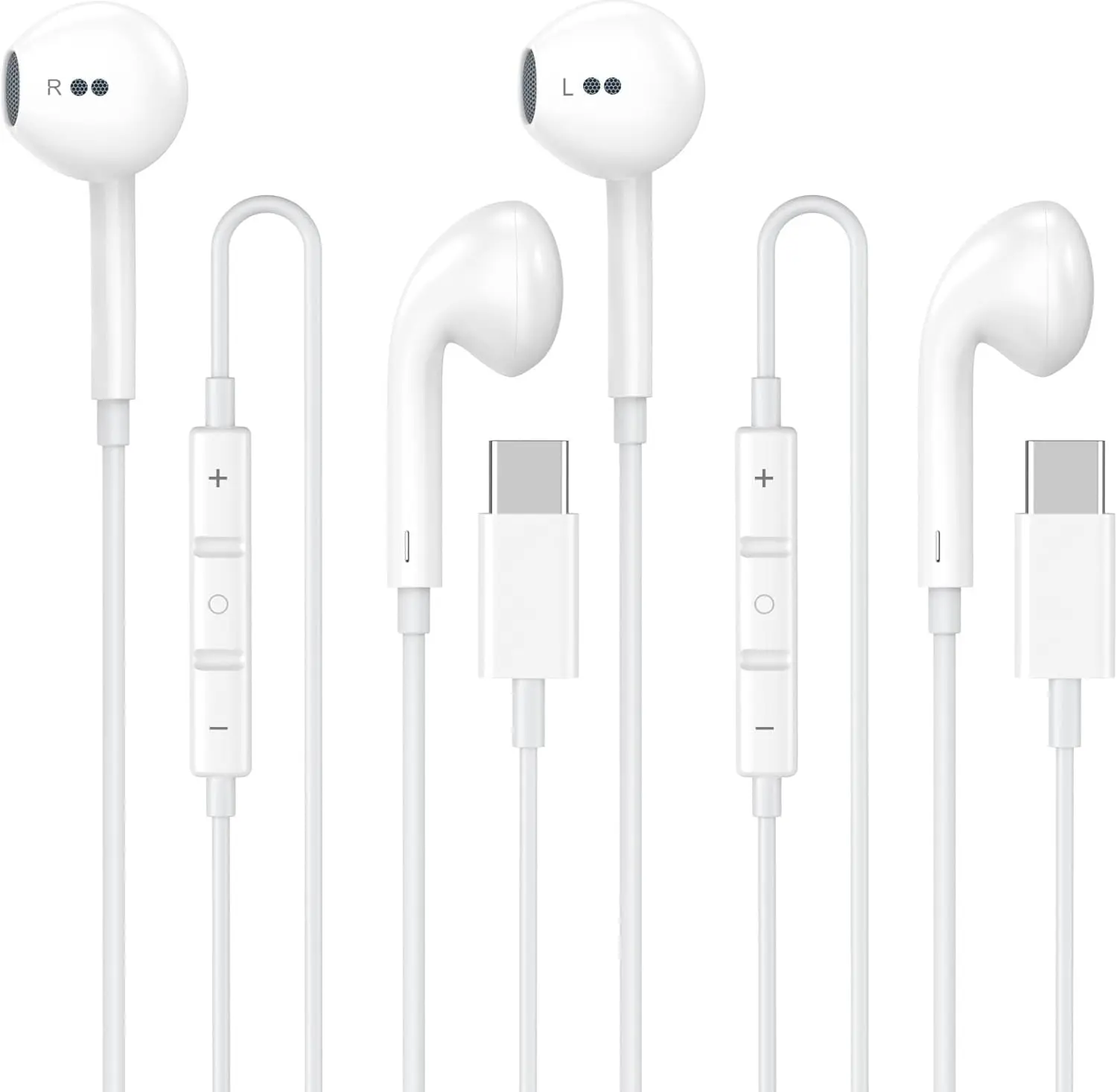 USB C Wired Headphones 2 Pack with Microphone & Remote Control Noise Cancelling Earbuds for iPhone 17 16 15