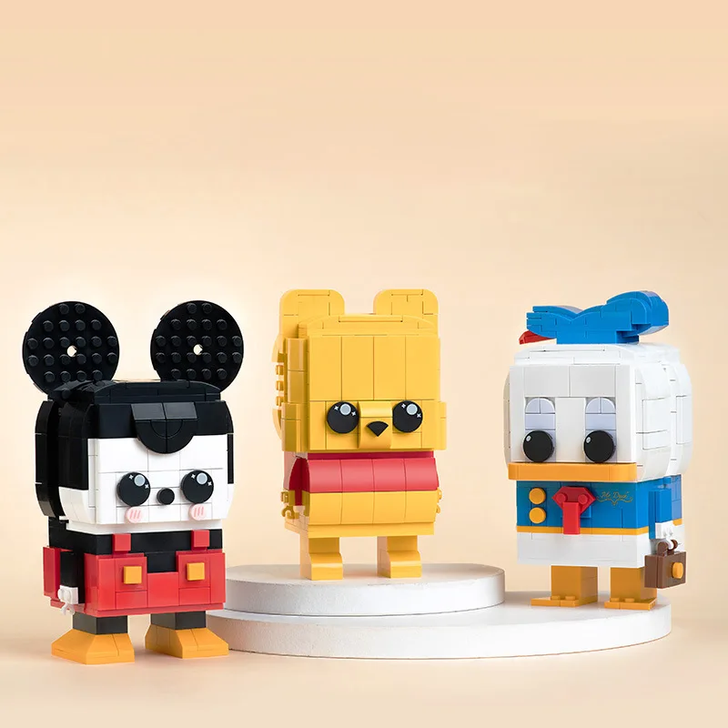 Disney Mickey Mouse Building Blocks Winnie The Pooh Donald Duck Model Kit Educational Compatible BrickHeadz Toys For Kids Gift