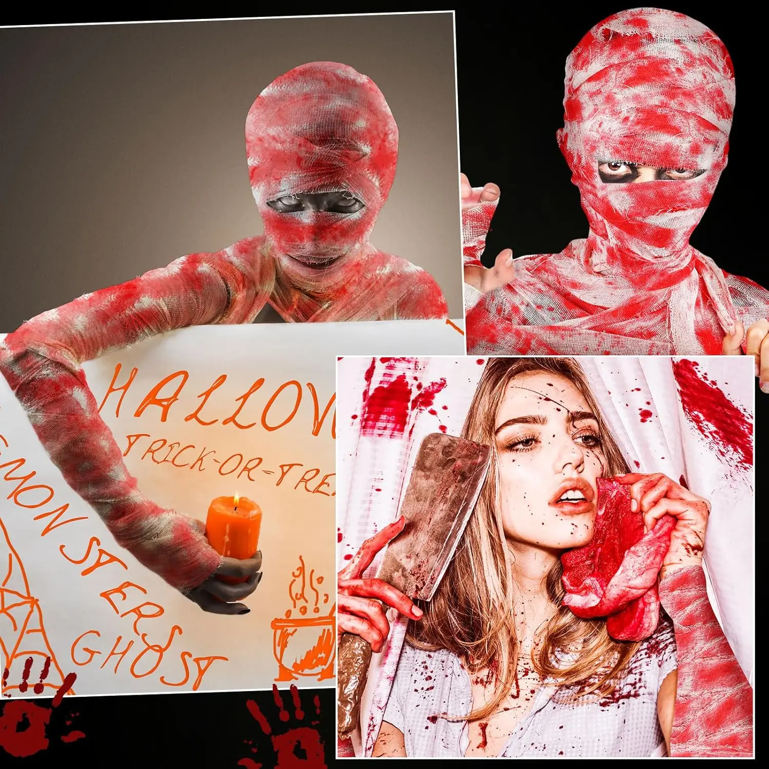 قماش دموي زاحف من الهالهالهالاويون ، قماش شاش مخيف ، قماش مخيف ، شريط ثني دموي ، ديكور ستارة لمدخل حفلات الهالهالهالاين ، 3 5 م #5