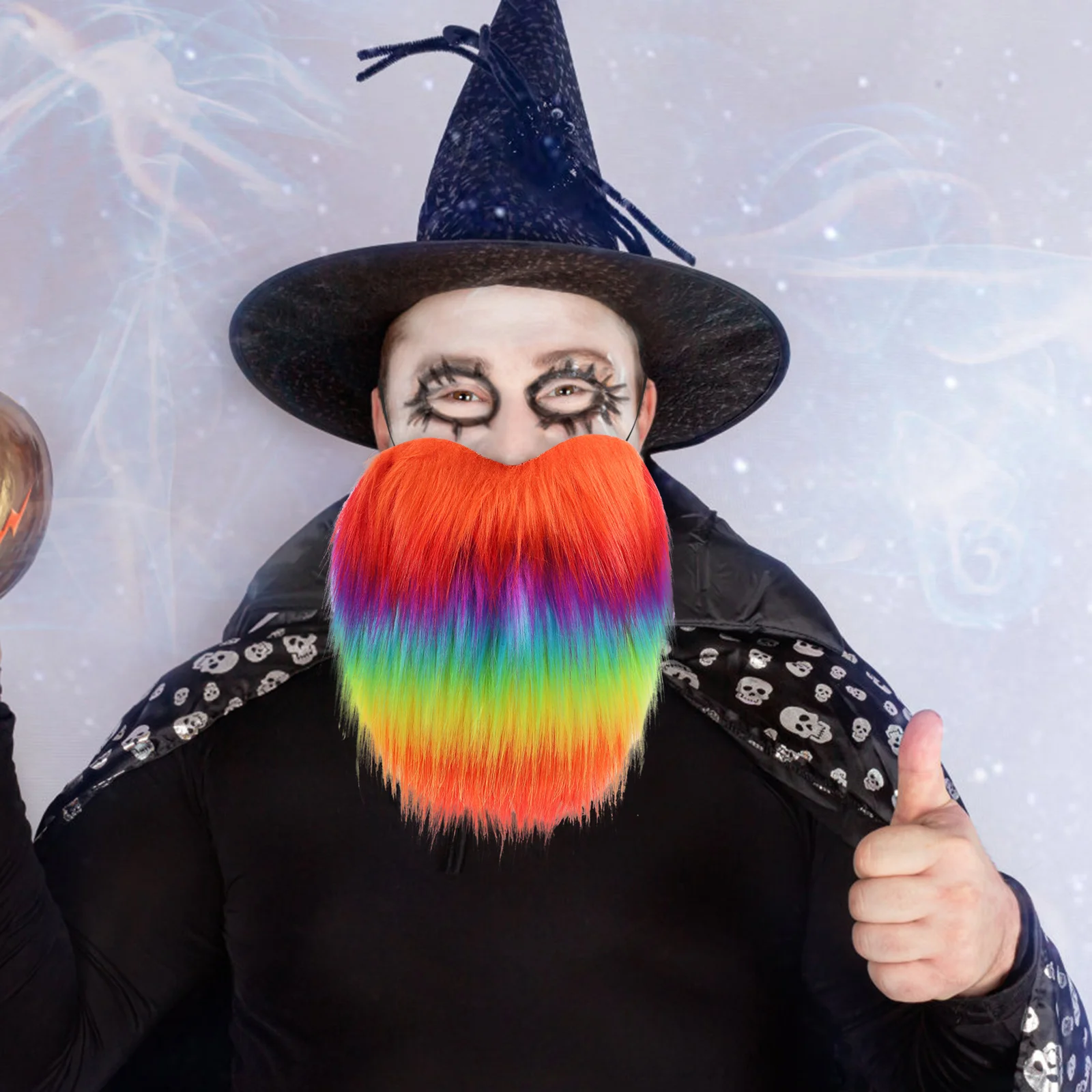 1pc Fake Rainbow Beard Cosplay Prop Lifelike Mustache For Party Costume Celebration Masquerade Stage Performance Accessory