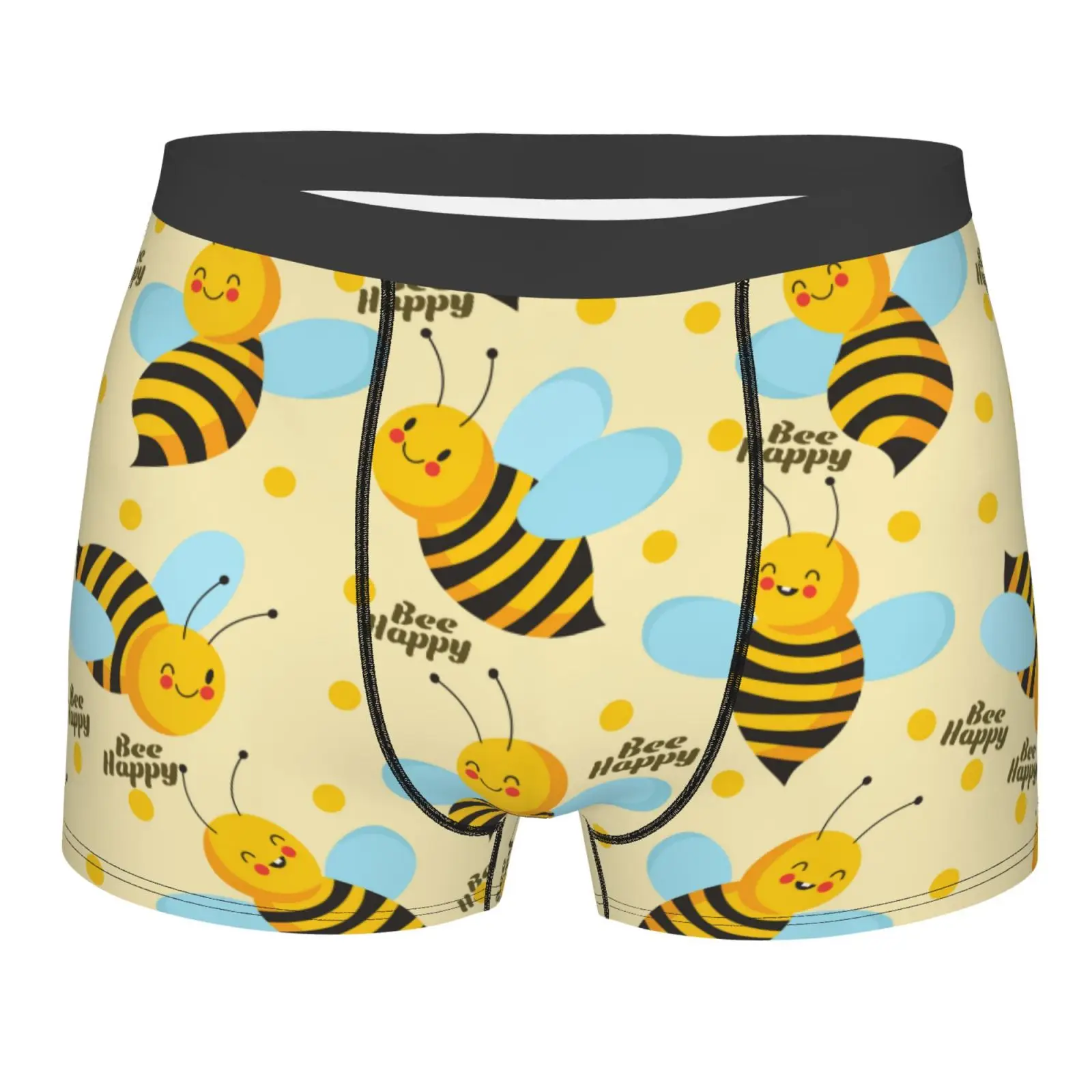 

Happy Cute Bee Print Men's Underwear Healthy Soft Comfortable High-Quality Men's Briefs Stylish Trendy Casual Sports Panties