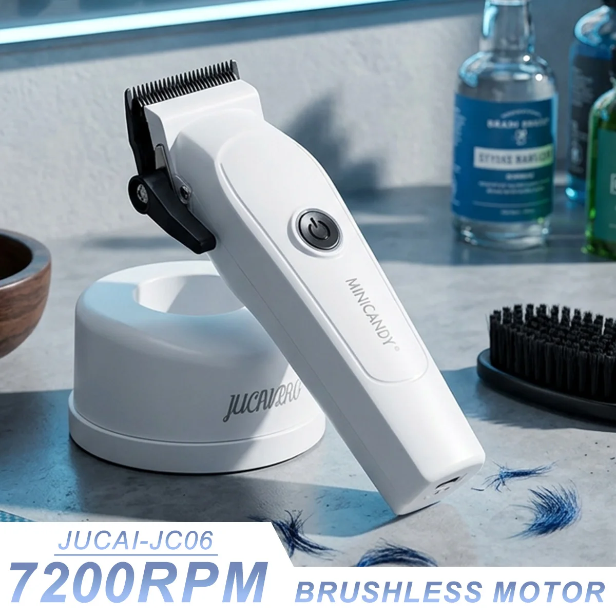 

JUCAI Professional Hair Cutter Phantecho DLC Blade Brushless Motor with Base Charger Men's Barber Hair Clipper